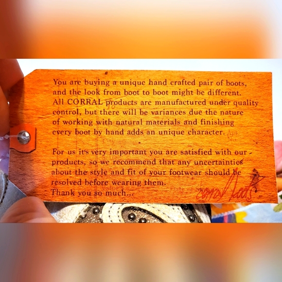 Authentic Corral Boots size 7 1/2. NWT - Picture 14 of 15